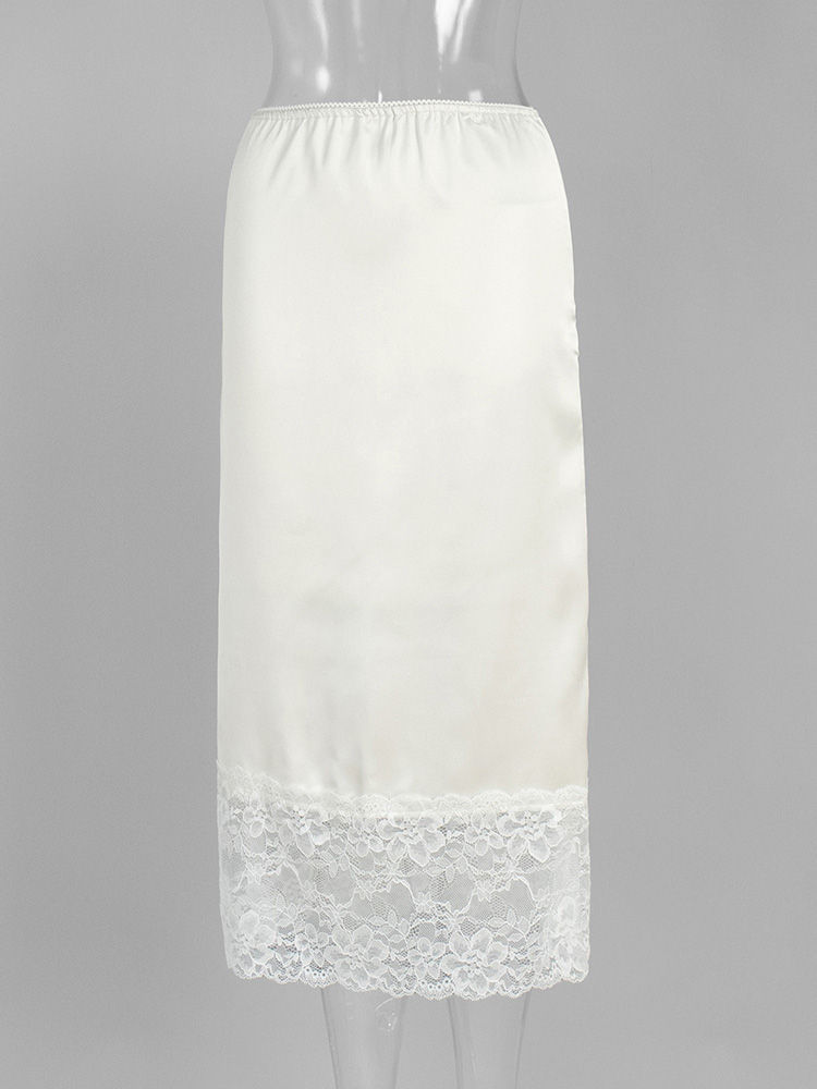 Tossy White Casual Lace Long Skirt For Women Slim High Waist Patchwork Elegant C