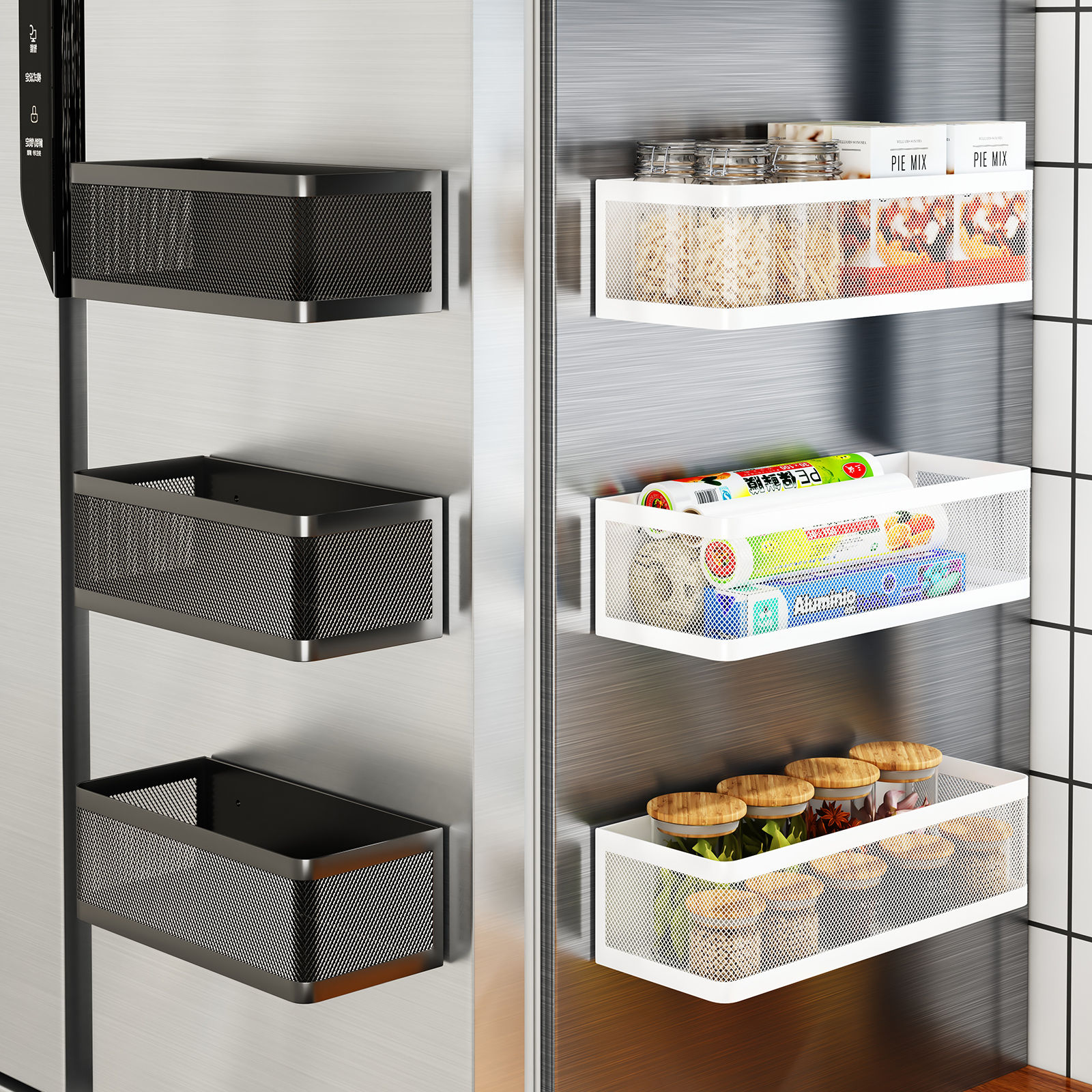 Magnetic Refrigerator Storage Rack, Magnetic Spice Rack, Metal Magnetic Hanging