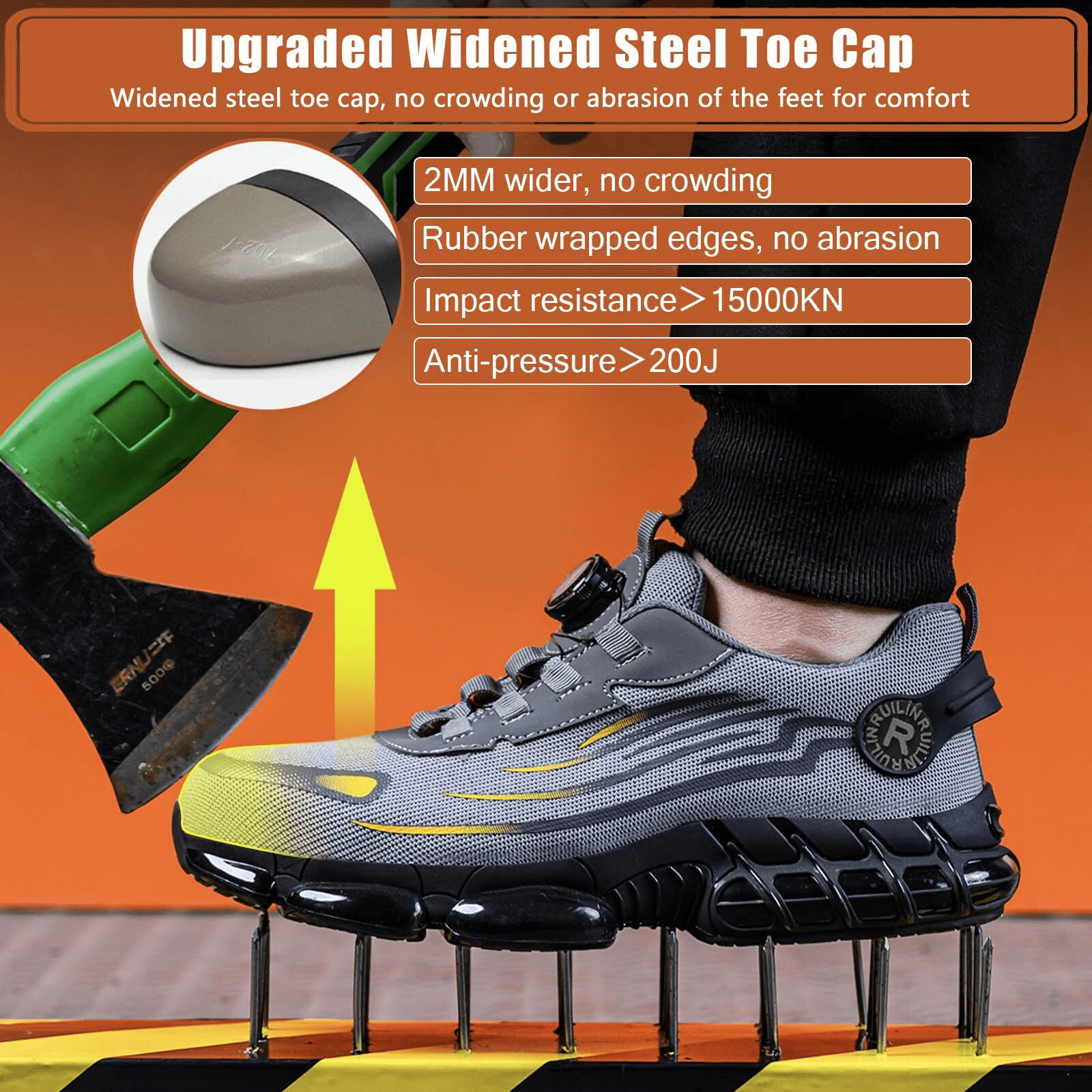 Indestructible Steel Toe Protective Safety Shoes Slip Resistant Abrasion Resista