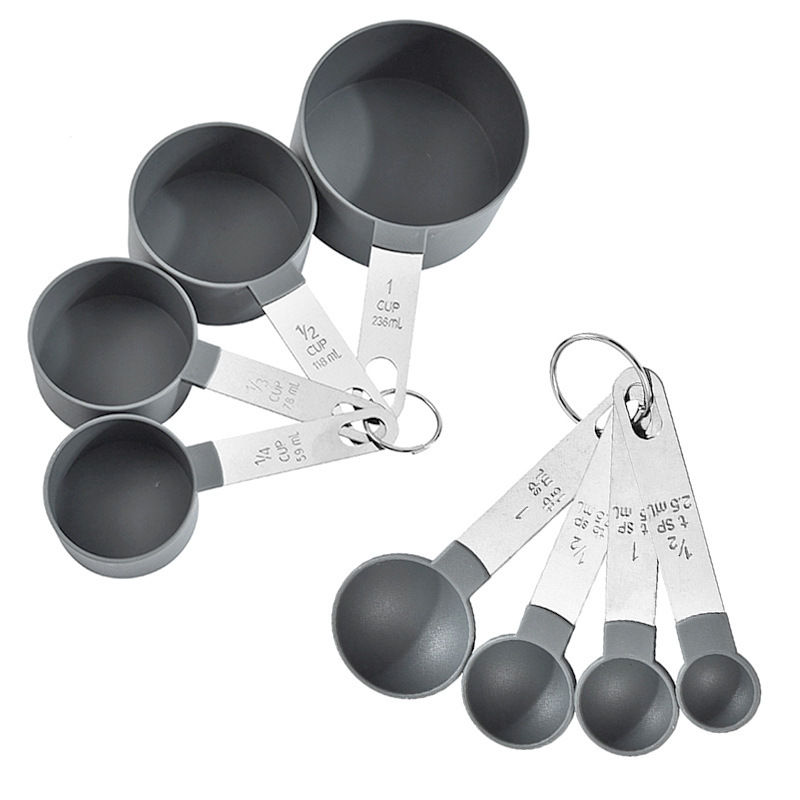 8pcs Measuring Cups & Spoons Set,Stackable Nesting Measure Cups with Stainless S