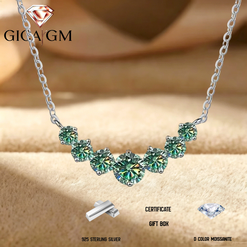 2.8CT Total Moissanite Necklace Elegant 925 Sterling Silver Neck Jewelry Decora