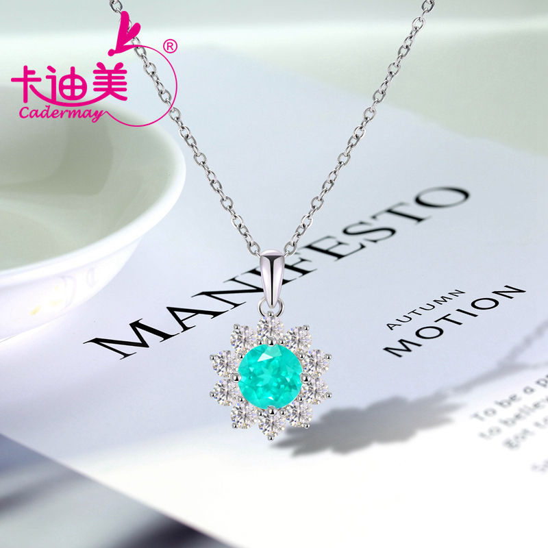D Moissanite 6.5mm Lab Grown Paraiba Color YAG With Inclusions Neon Bluish Green
