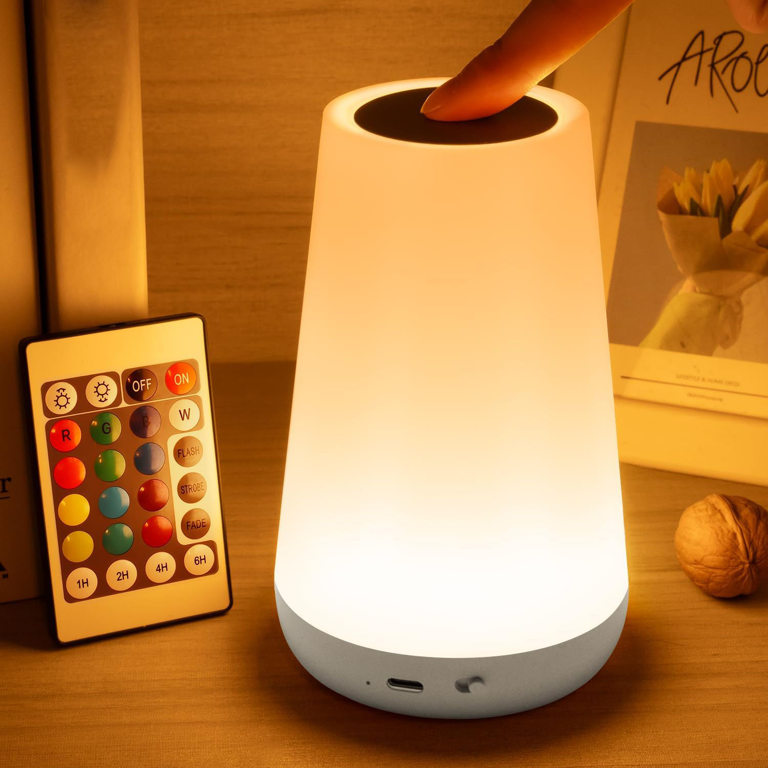 LED 13 Color Changing Night Light Remote Control Touch USB Rechargeable RGB Nigh