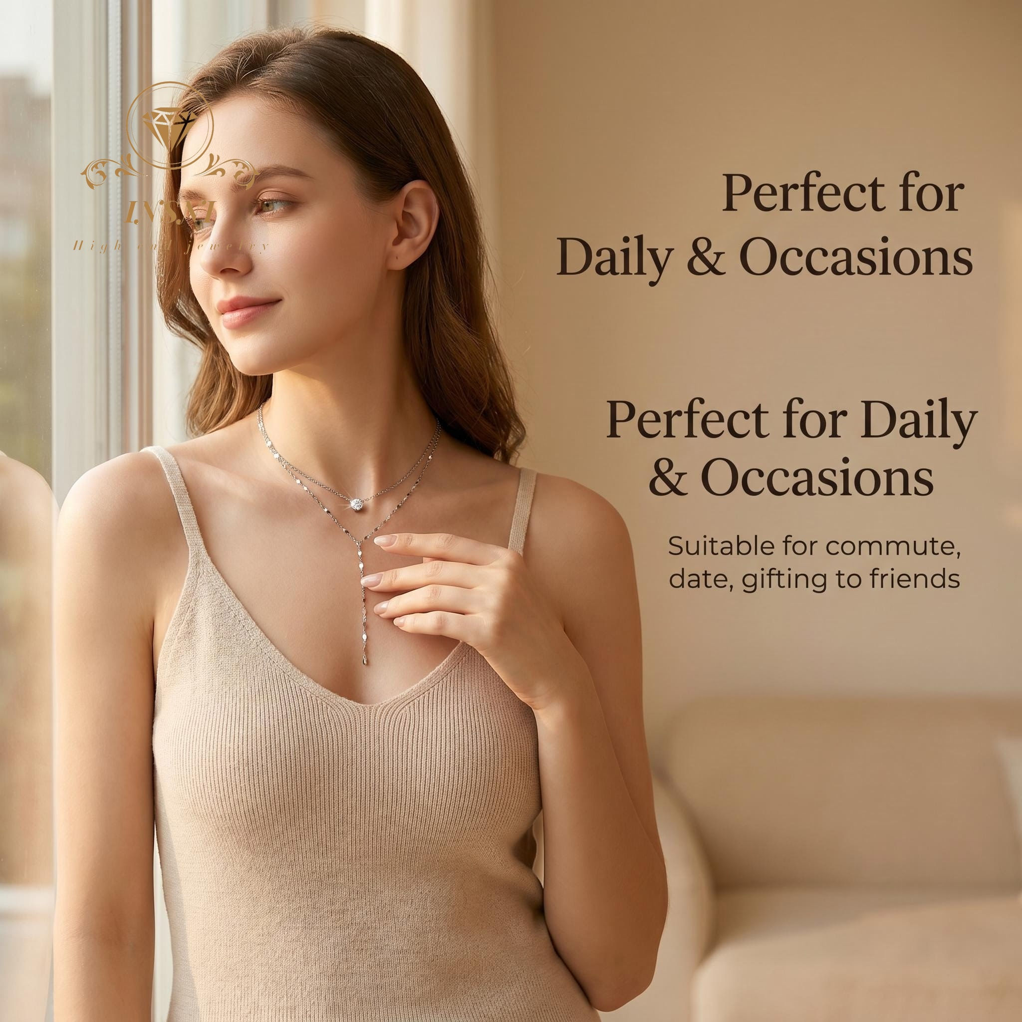 Moissanite S925 Silver Double-layer Necklace Y-shaped Fringed Exquisite Sweater