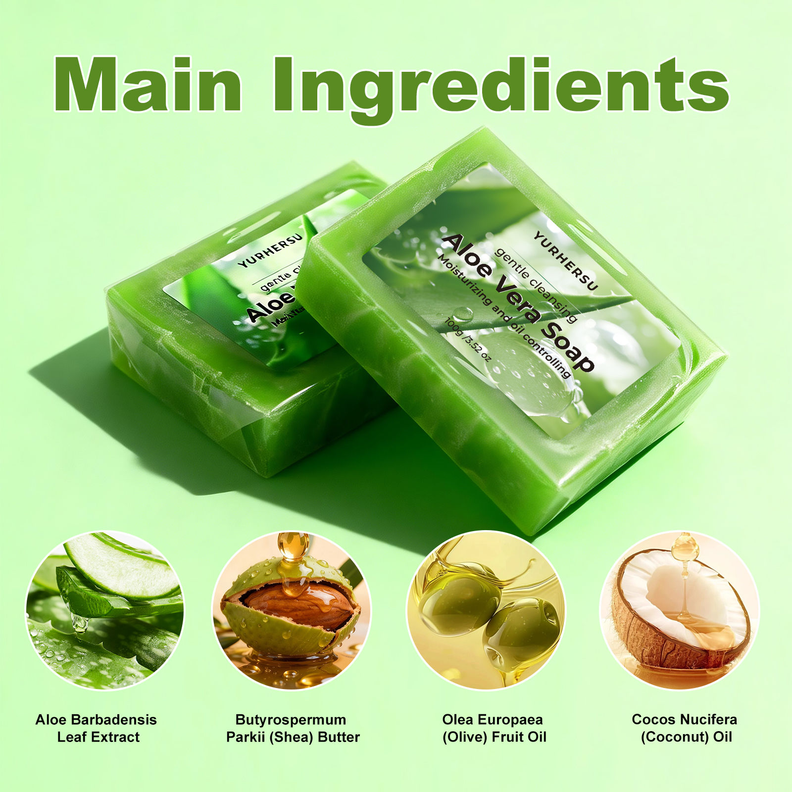 Aloe Vera Essential Oil Soap Deep Cleansing Oil Control Refresh Soothe Redness F