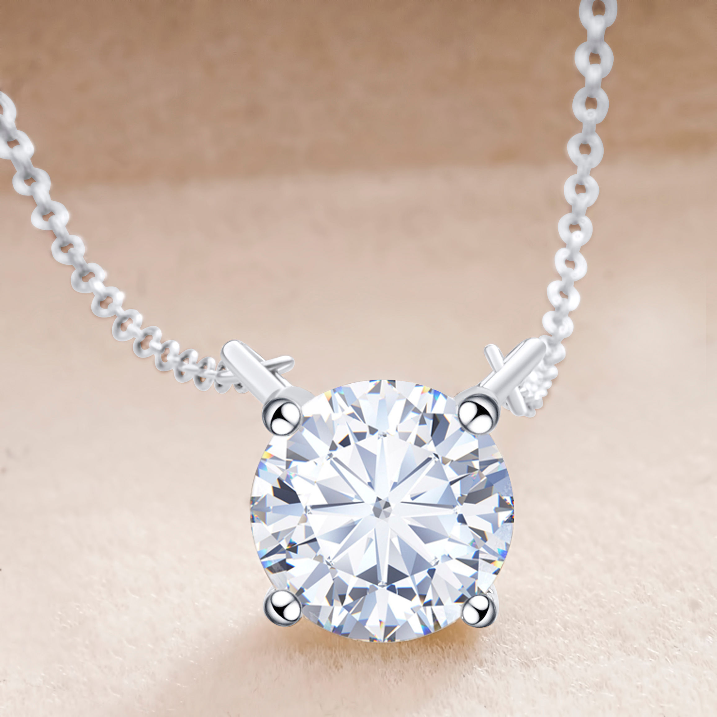 Moissanite Dia 6.5mm 0.5-5CT Woman Pendant Sier Necklace For Women Chains Party