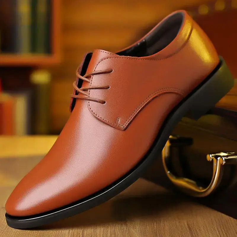 Men's Breathable Leather Shoes Black Soft Leather Soft Bottom Spring And Autumn