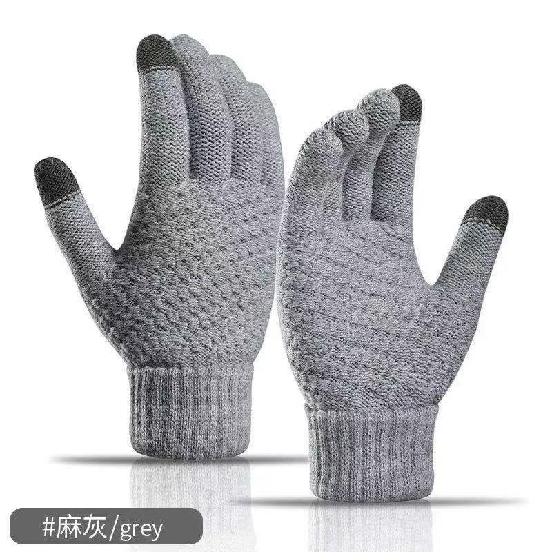 Women Men Warm Winter Touch Screen Gloves Stretch Classical Knit Mittens Wool