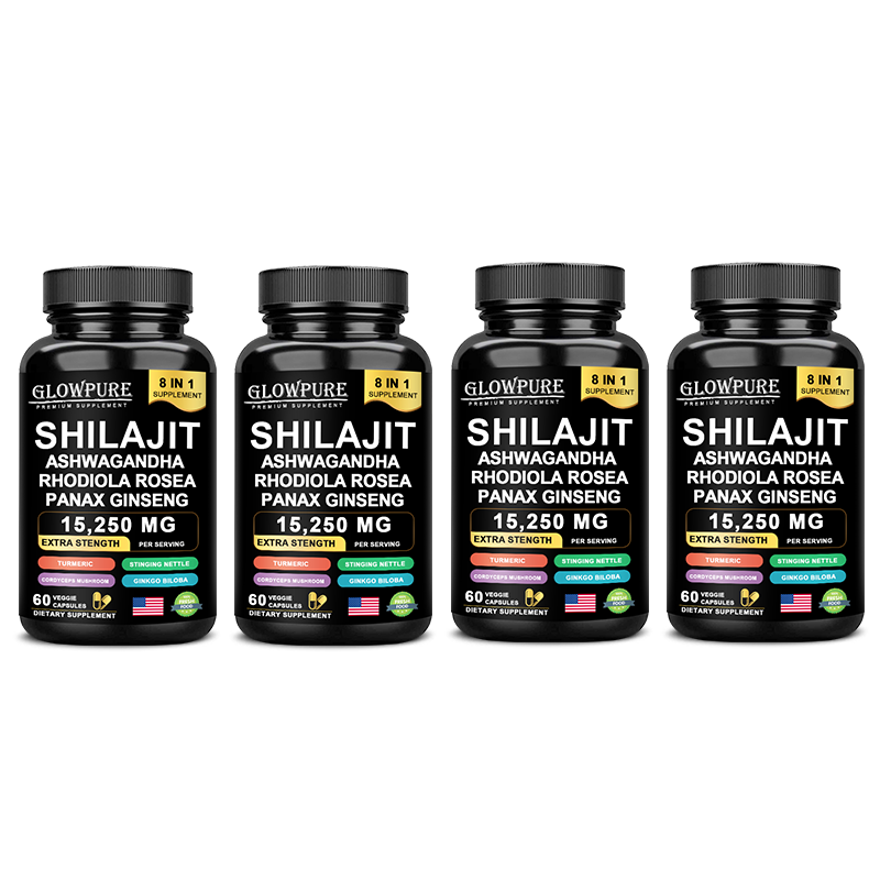 Shilajit 8-in-1 Supplement with Ginseng & Ashwagandha Supports Brain Memory Ener