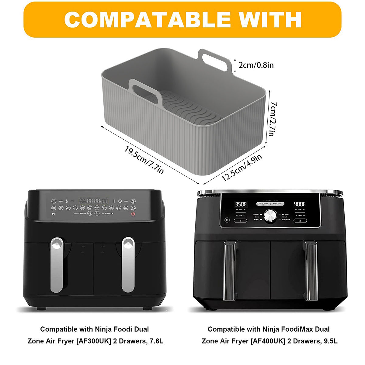 Silicone Air Fryer Liner for Ninja Dual Air Fryer Accessories Reusable Silicone