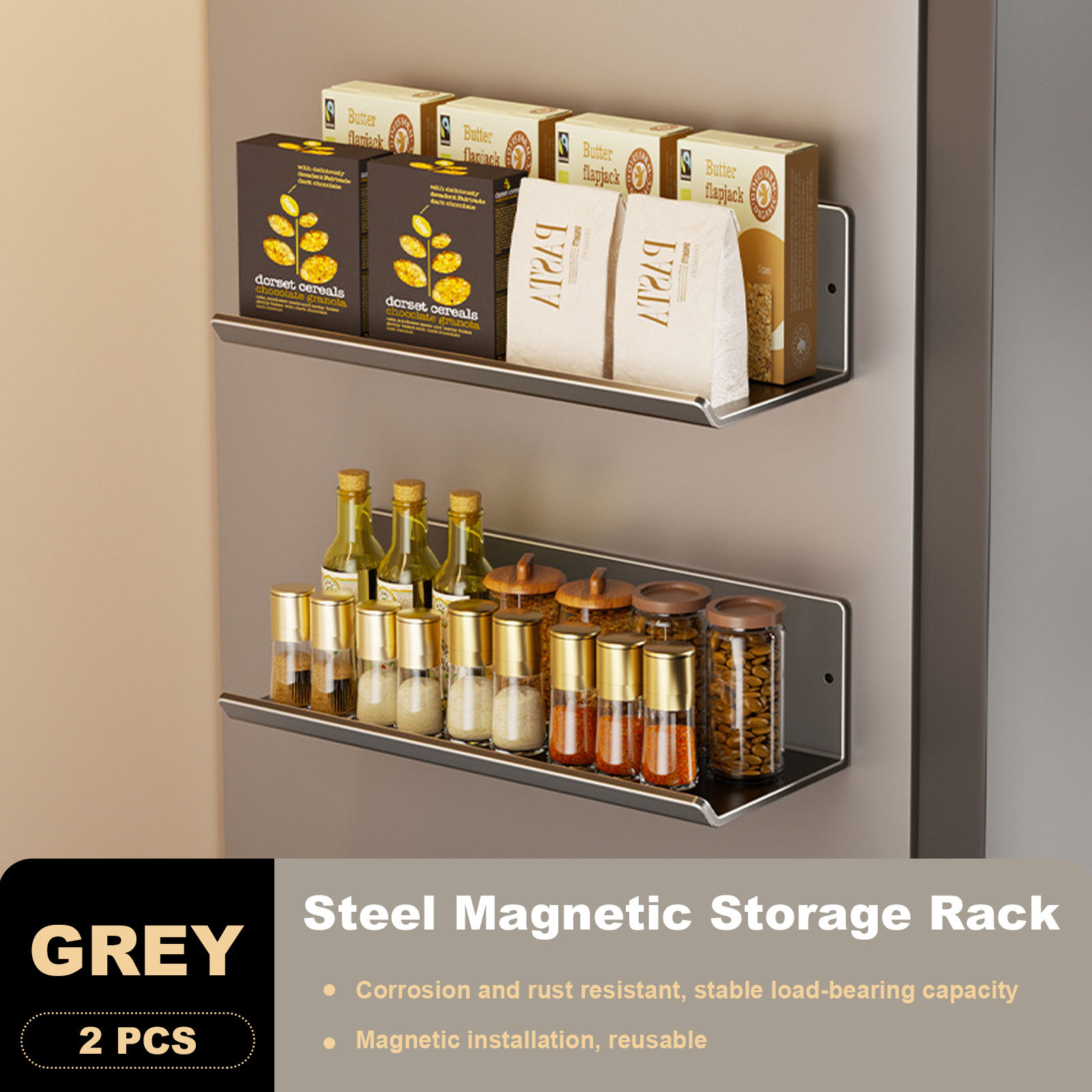 Magnetic Kitchen Refrigerator Storage Rack Without Punching Wall-mounted Condime