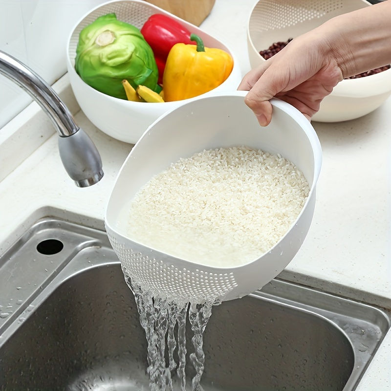 1 Piece of Rice Drainage Basket Rice Filter Fruit and Vegetable Drainage Sieve K