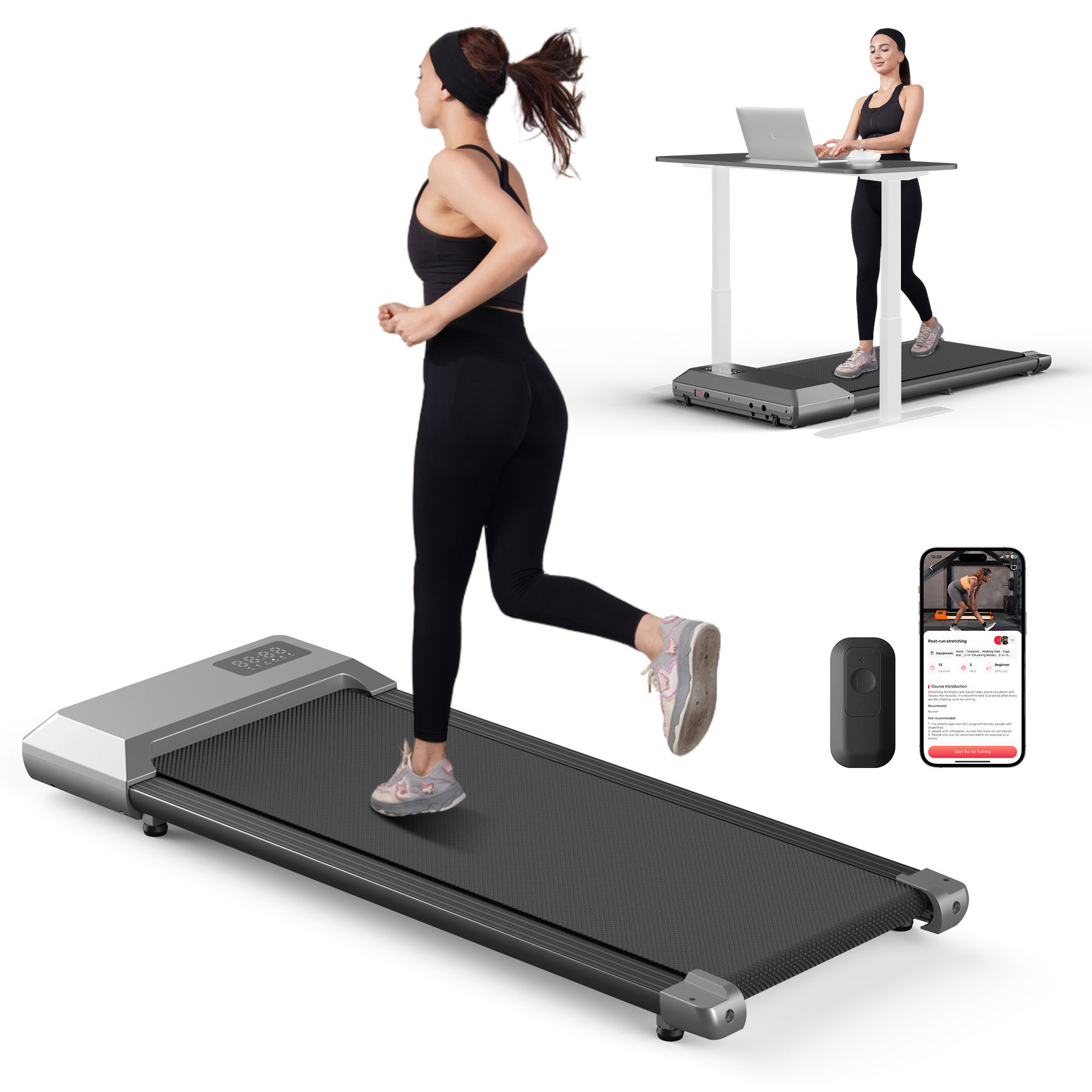 300lbs Treadmill for Home 2.5HP Treadmills Walking Pad LCD Digital Data Display