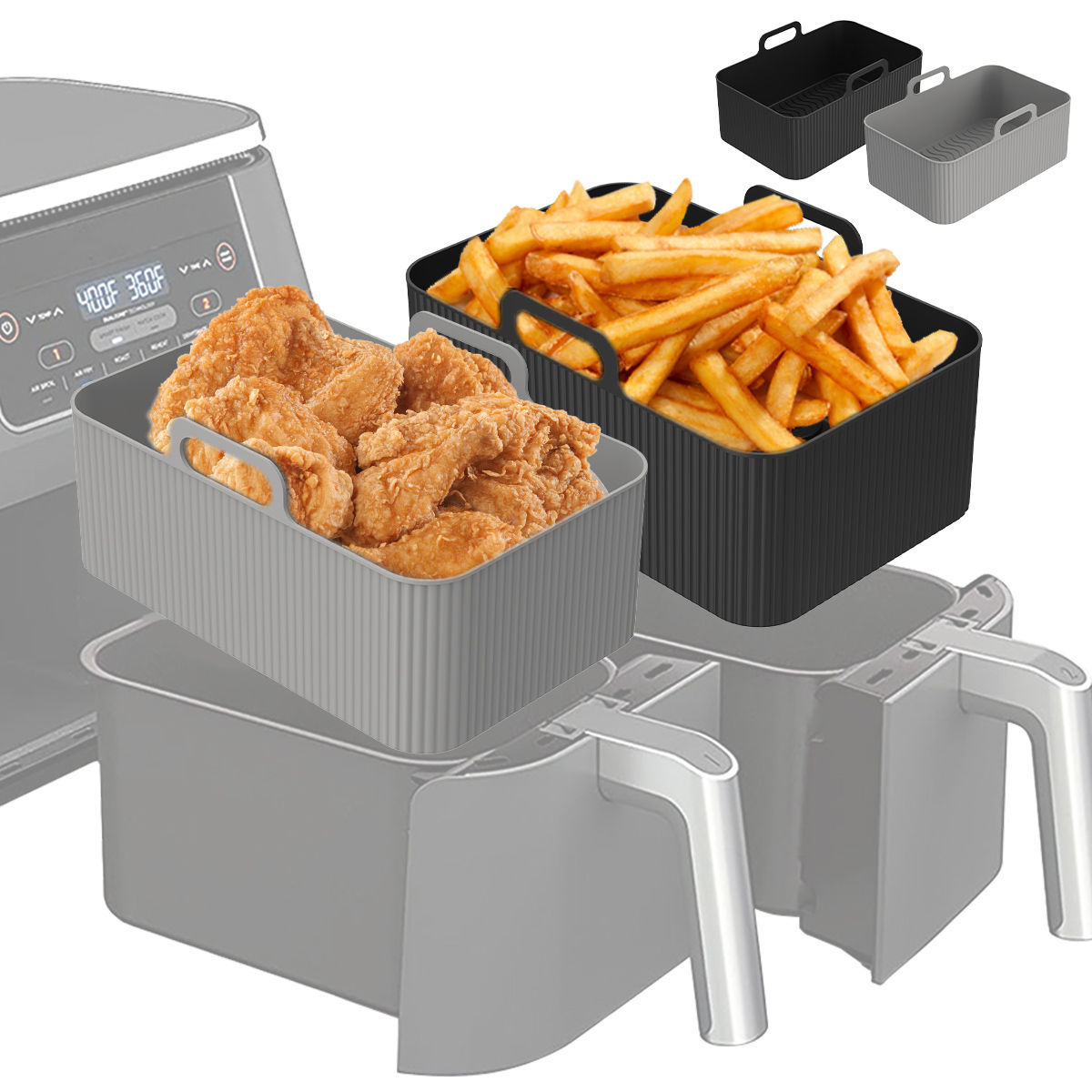 Silicone Air Fryer Liner for Ninja Dual Air Fryer Accessories Reusable Silicone