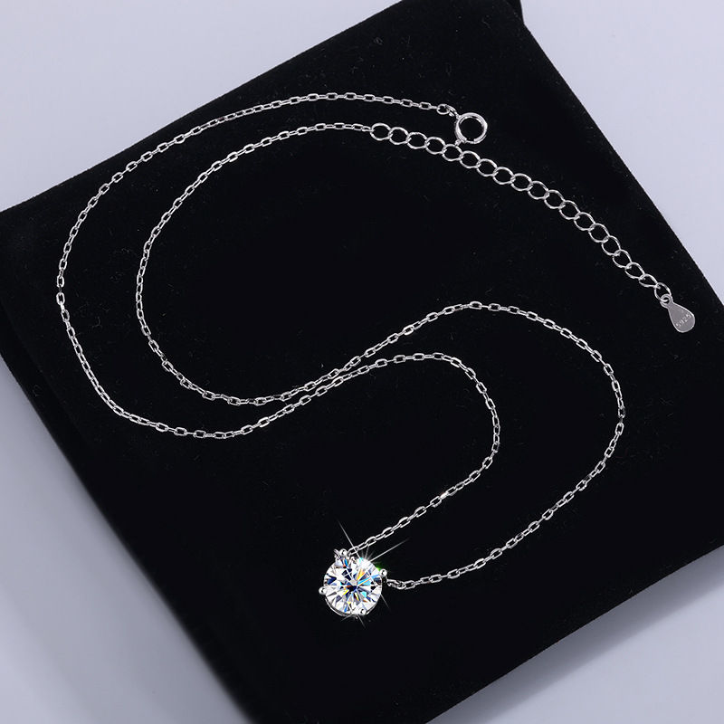 Moissanite Dia 6.5mm 0.5-5CT Woman Pendant Sier Necklace For Women Chains Party