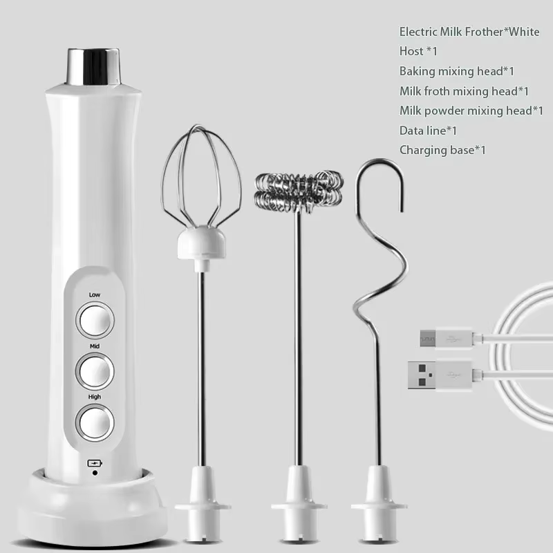 Handheld Wireless Rechargeable Electric Milk Frother 3 Speeds USB Rechargeable F