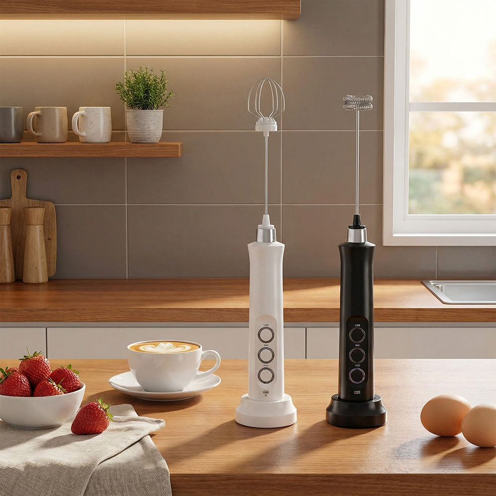 Handheld Wireless Rechargeable Electric Milk Frother 3 Speeds USB Rechargeable F