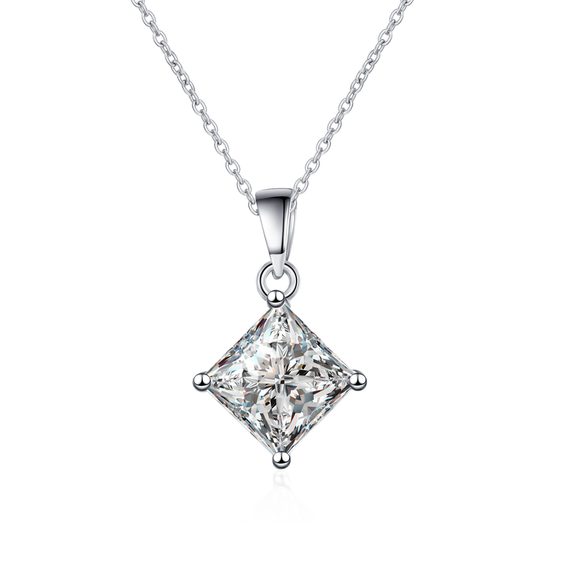 1.0/2.0ct Moissanite S925 Silver Necklet Pendant for Women Men Plated Platinum P
