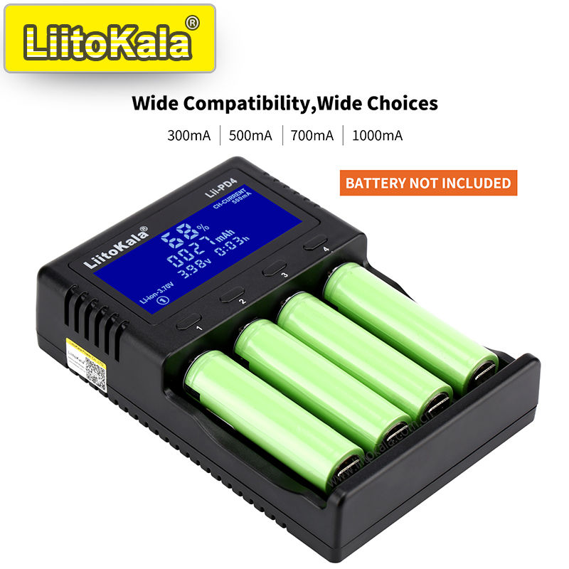 LiitoKala Lii-PD4/PD2 AC PD Charger LCD Fast Charging 4/2-Bay for 21700/18650/AA