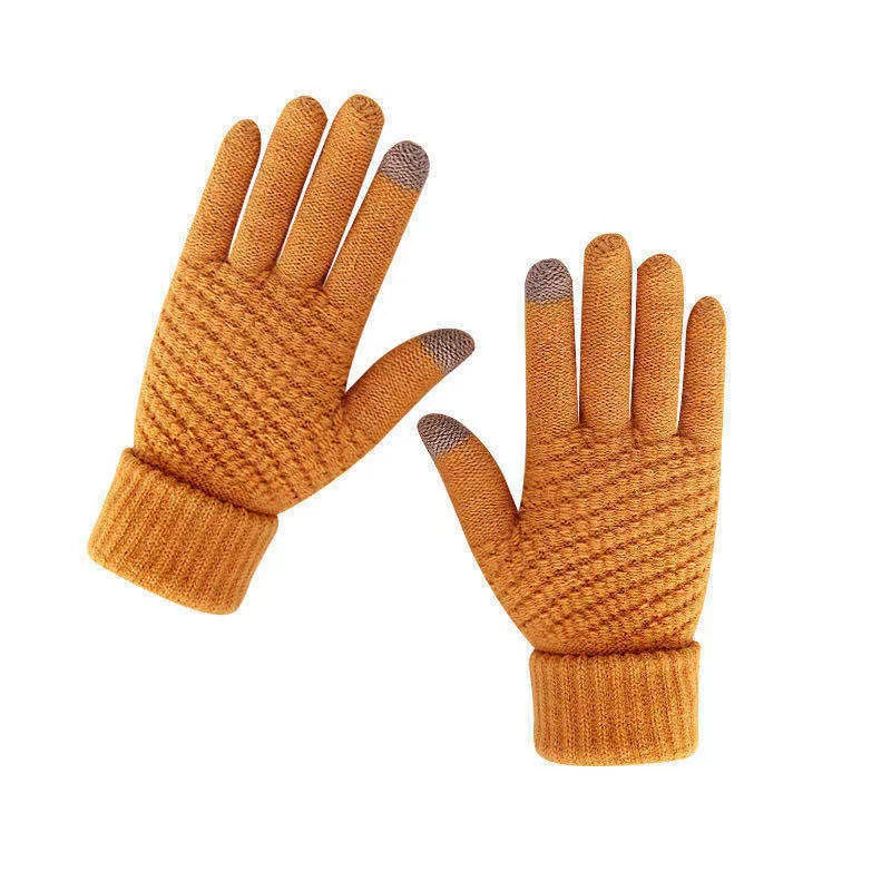 Women Men Warm Winter Touch Screen Gloves Stretch Classical Knit Mittens Wool