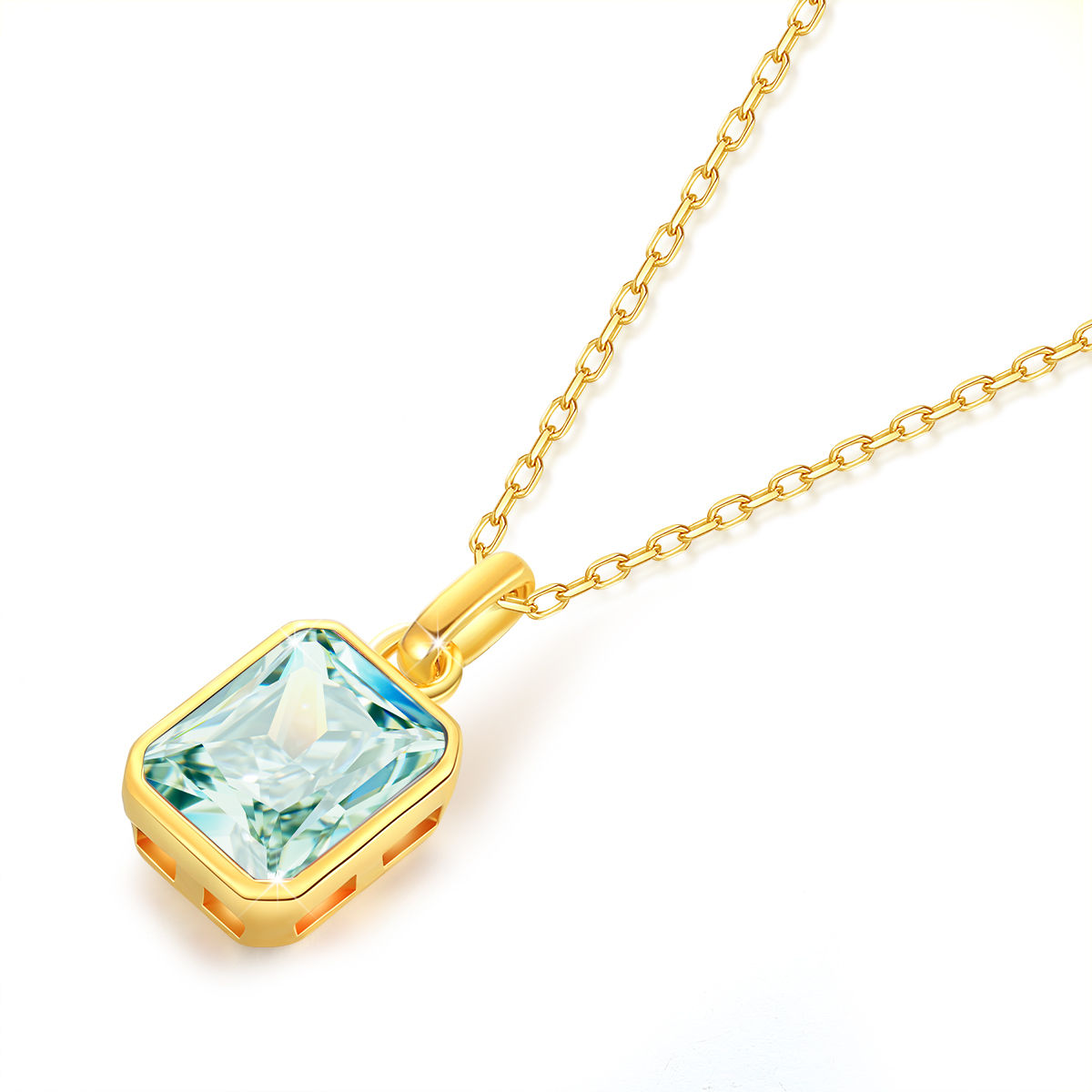 8*10mm Moissanite Necklace Real 18K Gold Pendant Colored Gemstone for Women Ann