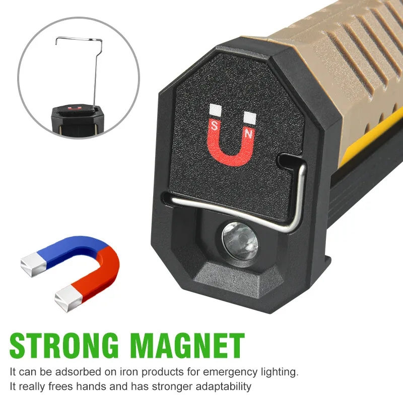 Portable Fold LED Flashlight Strong Magnet COB Working Light Type C Rechargeable
