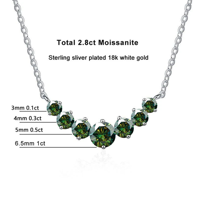 2.8CT Total Moissanite Necklace Elegant 925 Sterling Silver Neck Jewelry Decora