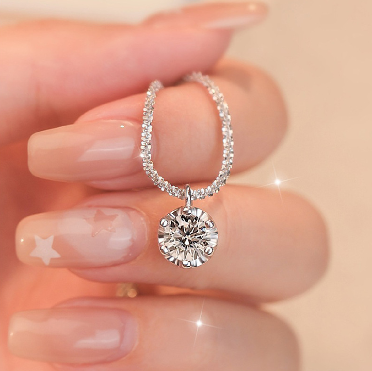 Moissanite Necklaces for Women 925 Sterling Silver Sparkling Cauliflower Chain w