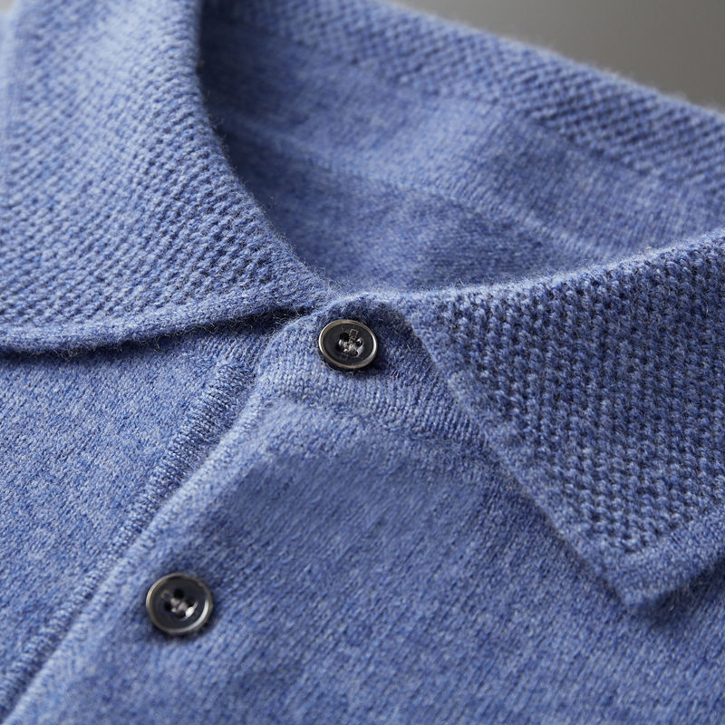 100% Pure Wool Jacket Men's POLO Collar Pullover 2025 Spring and Autumn New Knit