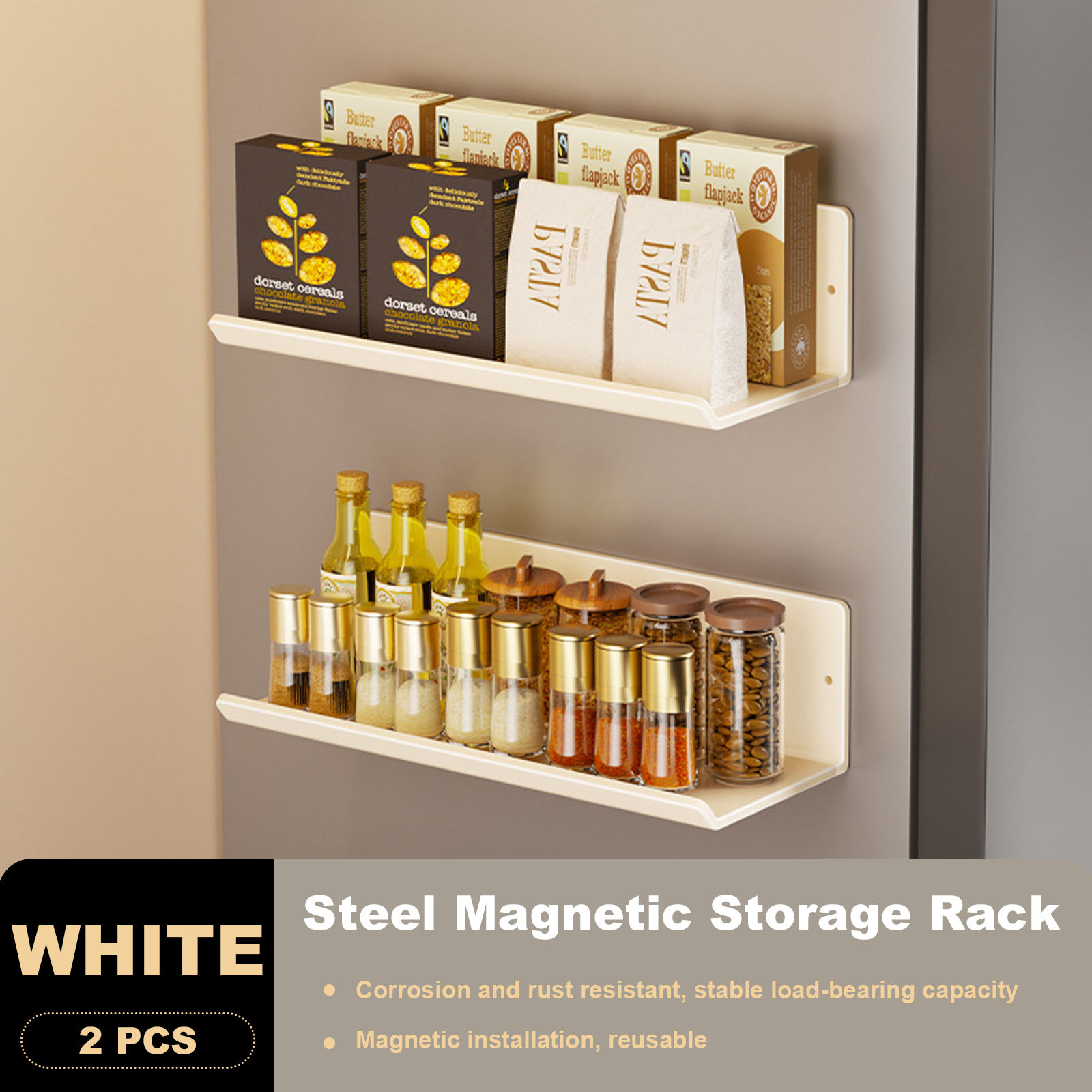 Magnetic Kitchen Refrigerator Storage Rack Without Punching Wall-mounted Condime