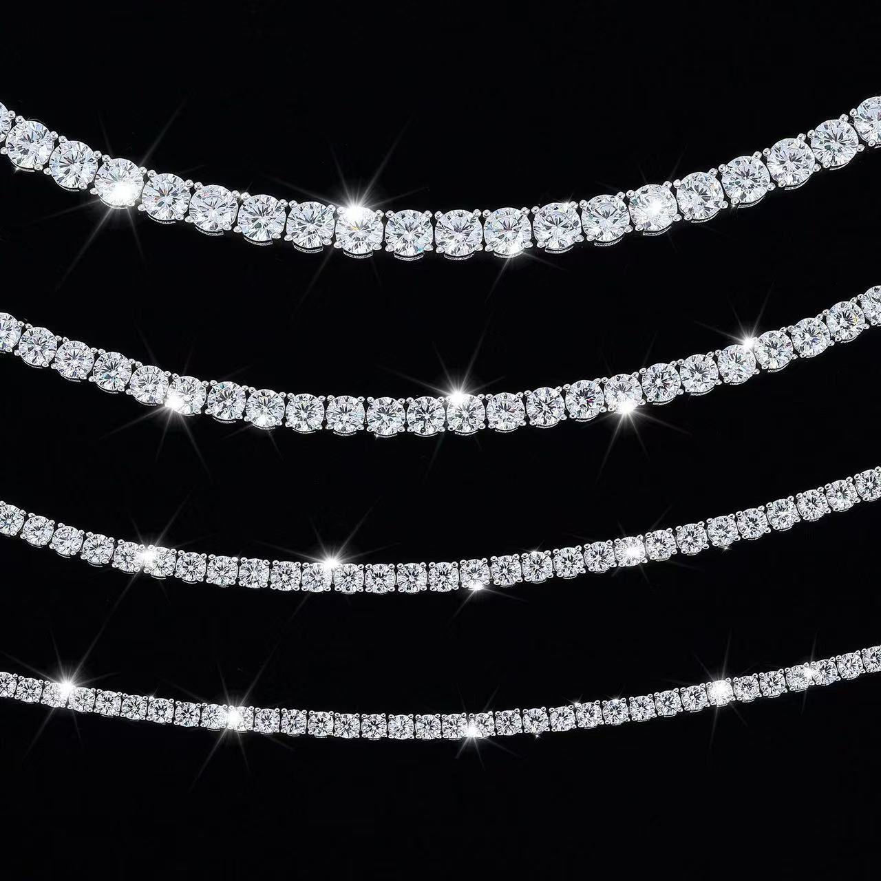 100% Real Moissanite Tennis Bracelet 925 Sterling Silver Plated 18K Gold with GR
