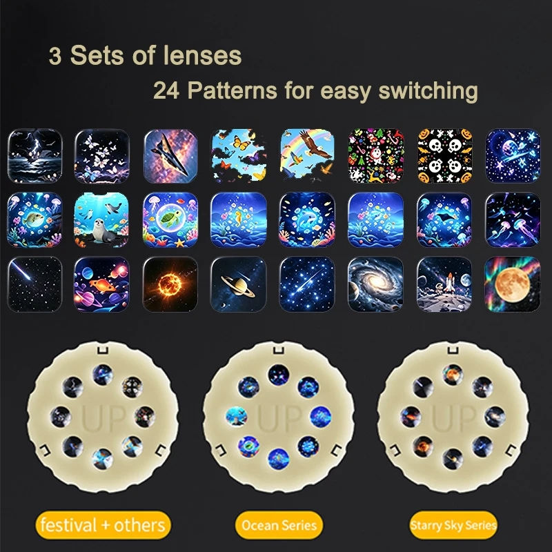 2026 Starry Ocean Galaxy Projector Night Light Auto Timer 24 Patterns 360° Rota