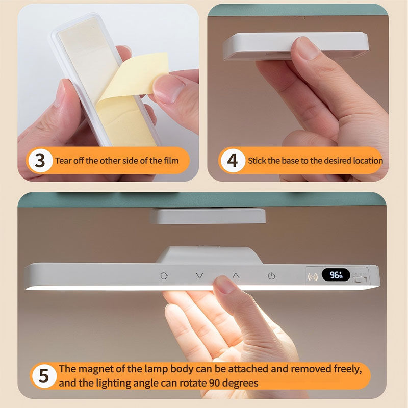 Touch Table Lamp Magnetic Desk Lamp Bulit-in Rechargeable Battery for Reading Ca