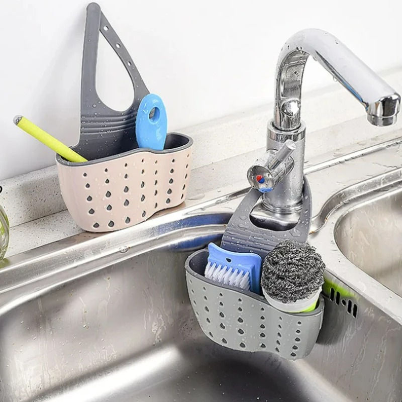 Kitchen Sink Holder Hanging Drain Basket Adjustable Soap Sponge
