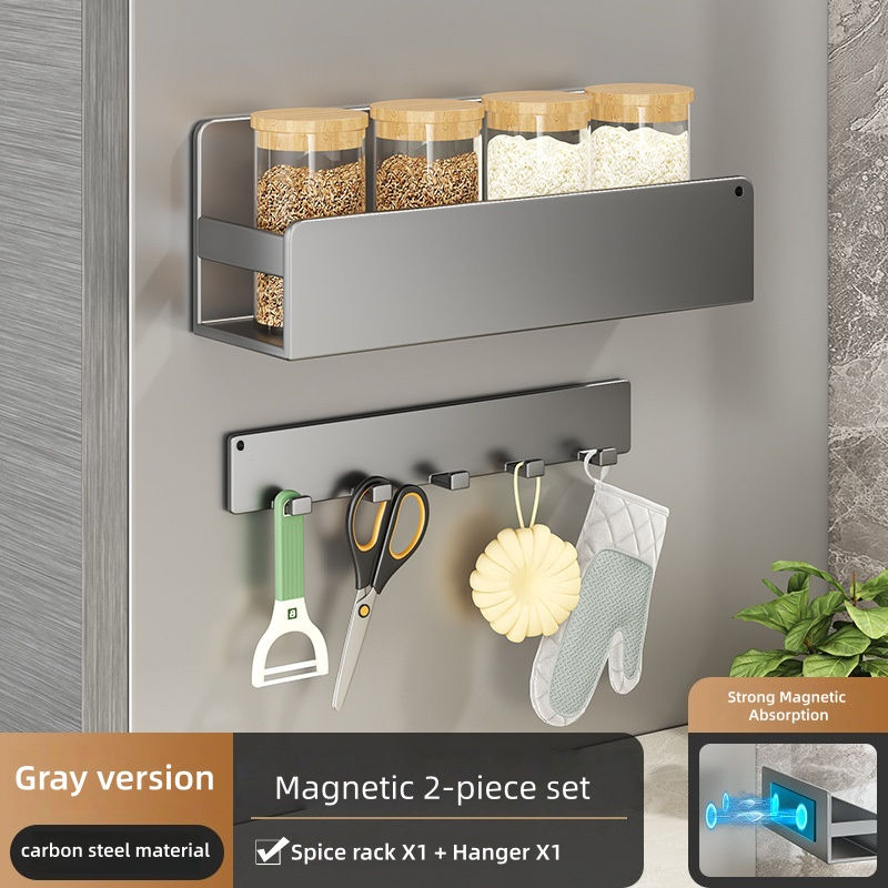 Magnetic Spice Storage Rack Organizer for Refrigerator and Oven Black Fridge Org