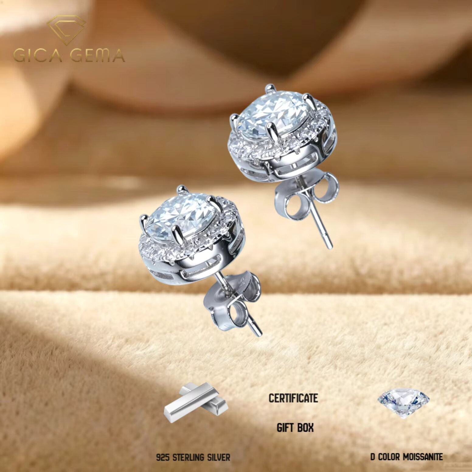 1CT*2 D VVS1 Multi-color Moissanite S925 Earrings Exquisite Jewelry for Women t