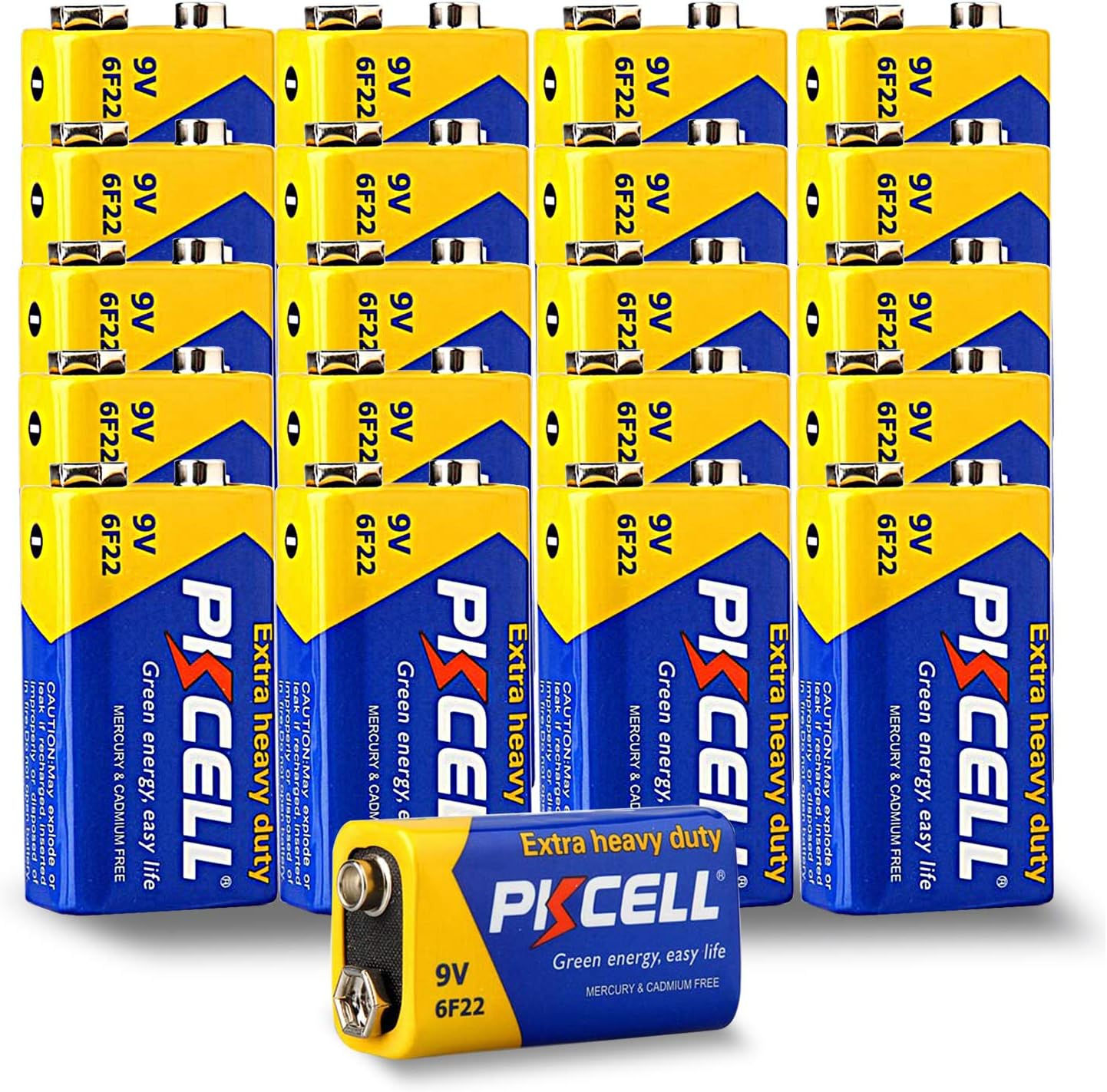 20PCS PKCELL PP3 6F22 9Volt Leak-Proof Non-Rechargeable Battery MN1604 EN22 Extr