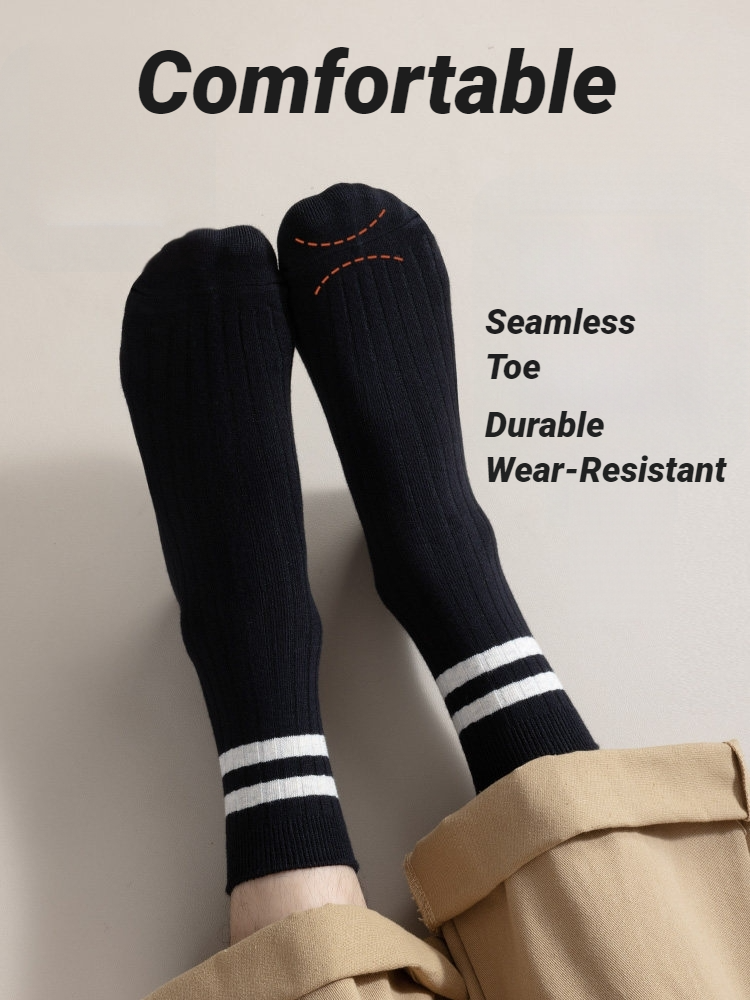 Men's Striped Mid Calf Casual Socks