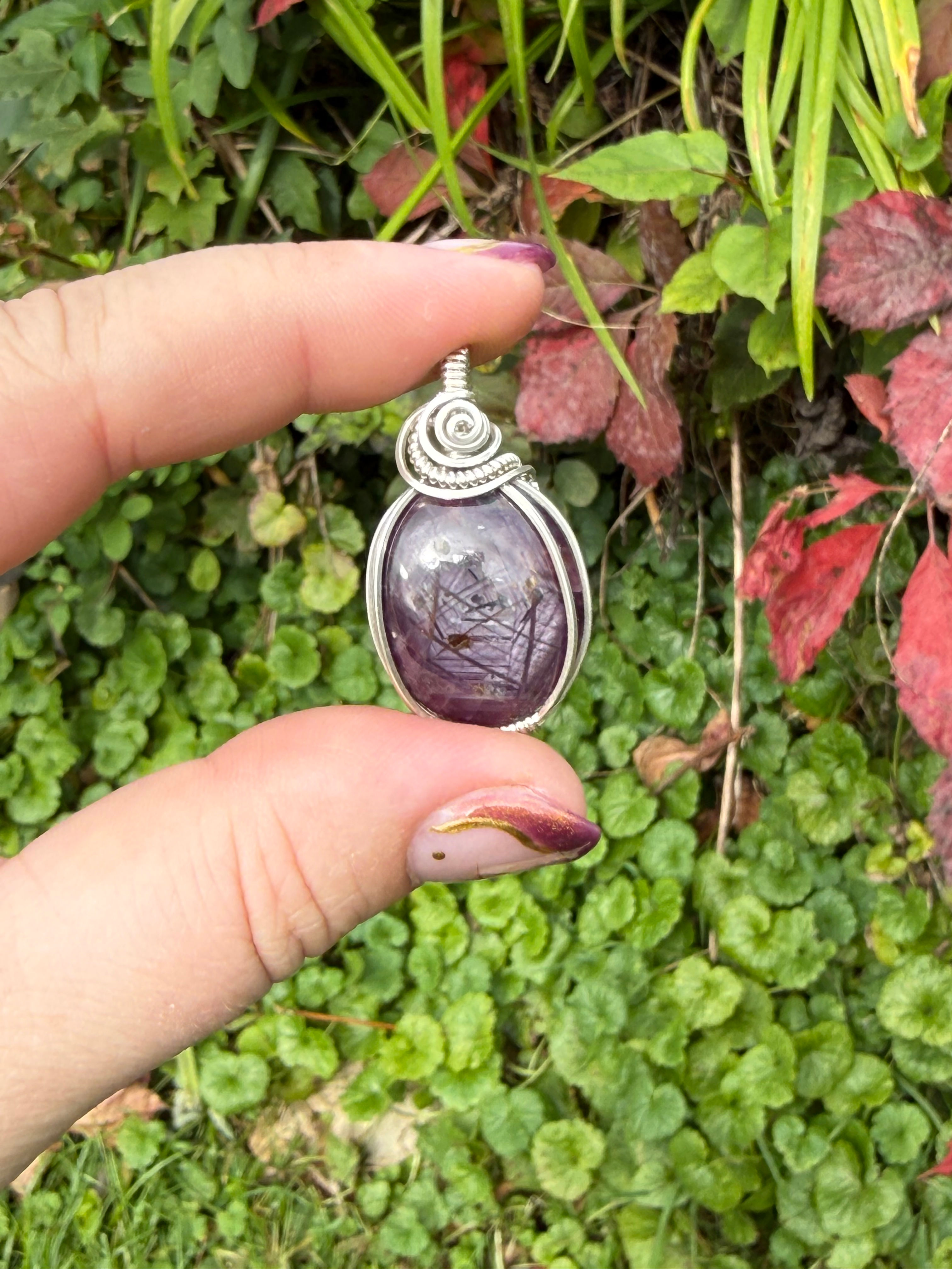 Star Ruby Sterling Pendant - Wire Wrapped in 925 Sterling silver, one of a kind