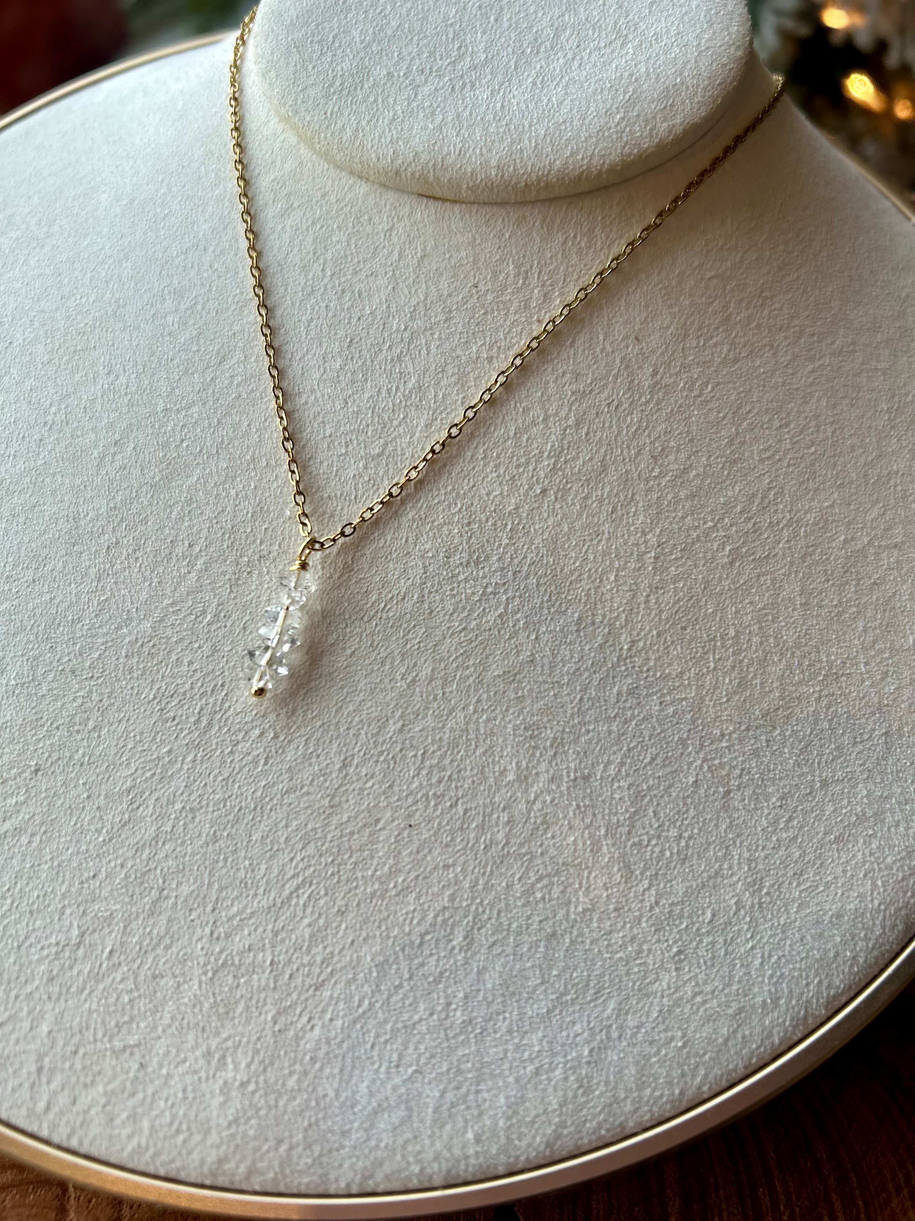 Herkimer Diamond Stainless Necklace - April Birthstone