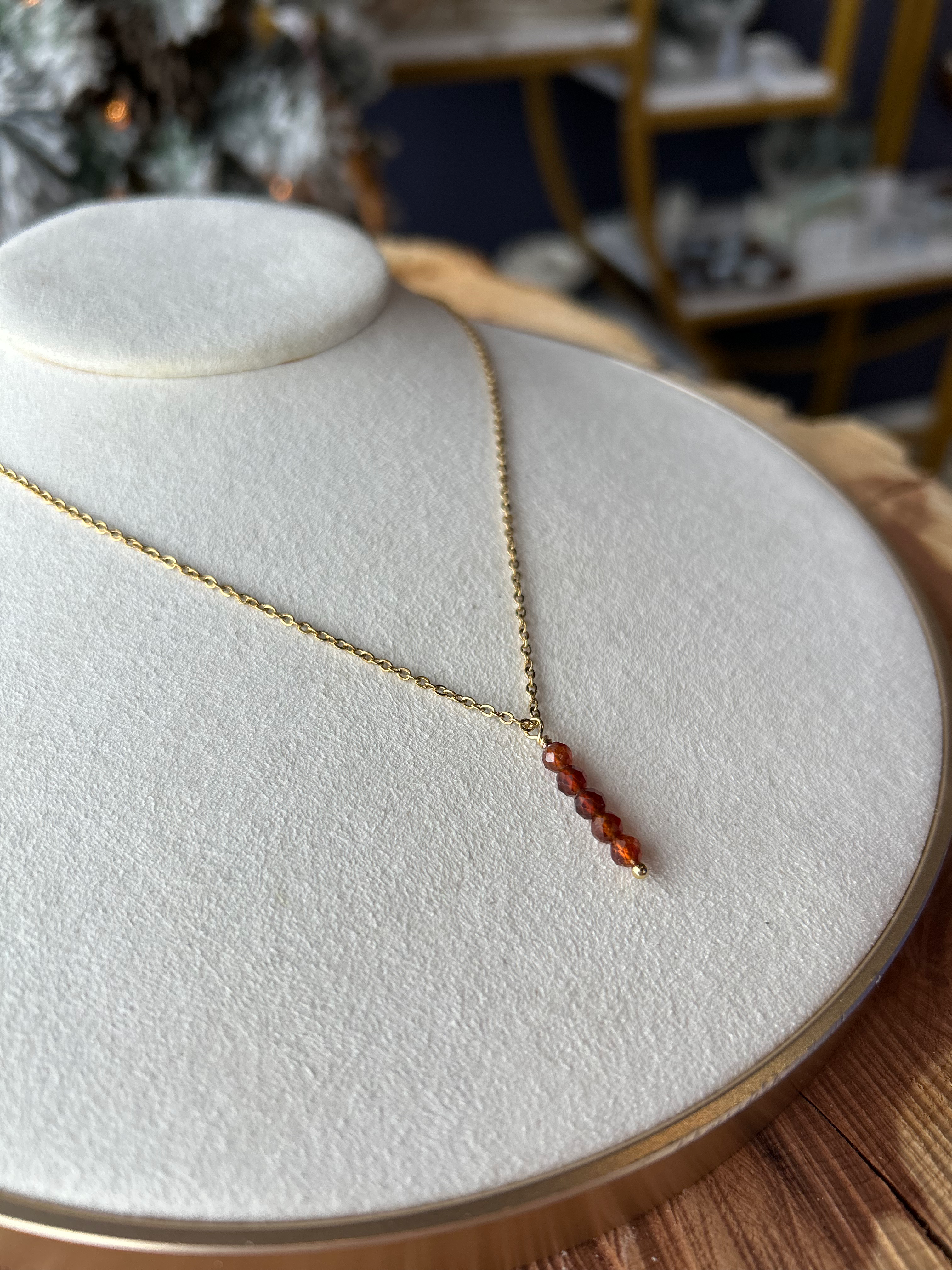 Garnet Stainless Necklace - January Birthstone