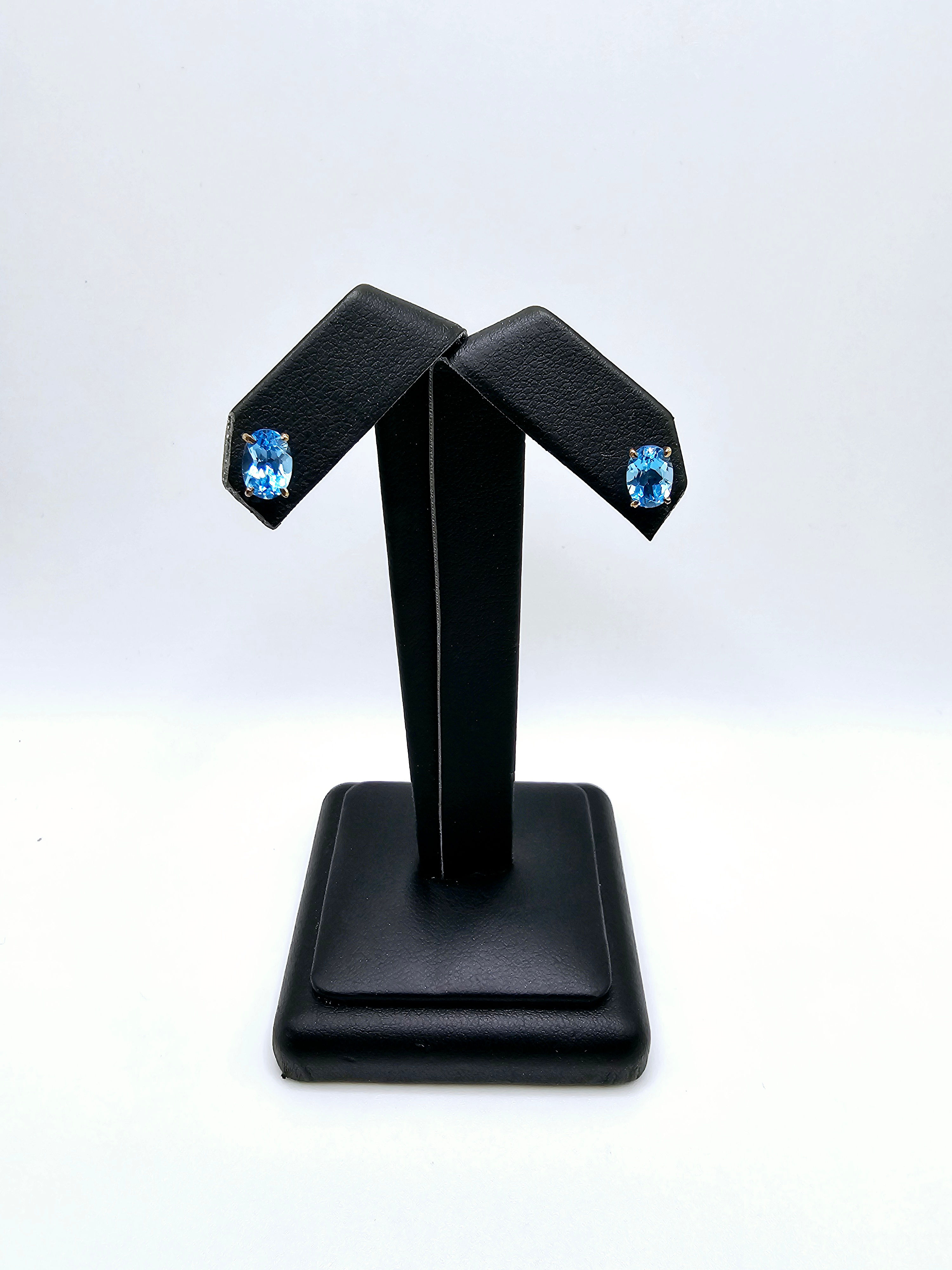 Oval Blue Topaz Earrings
