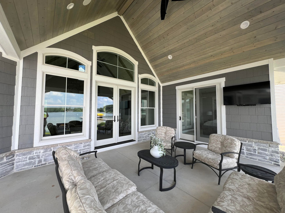 Beautiful covered patio with outdoor entertainment