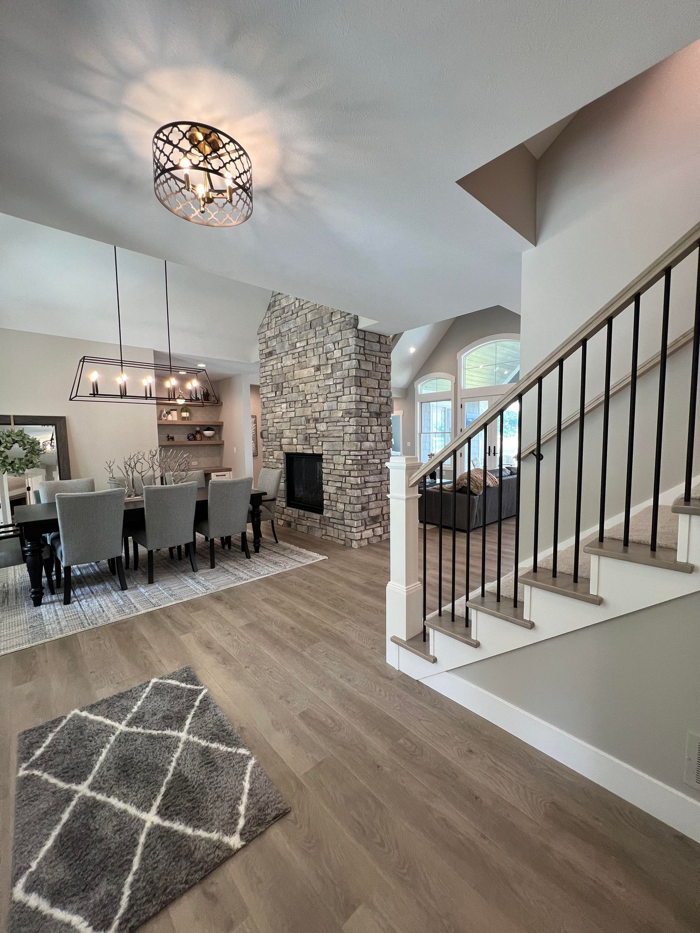 Beautiful staircase leading up to the second floor of a house