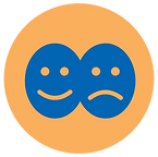 Happy mask and sad mask on yellow background