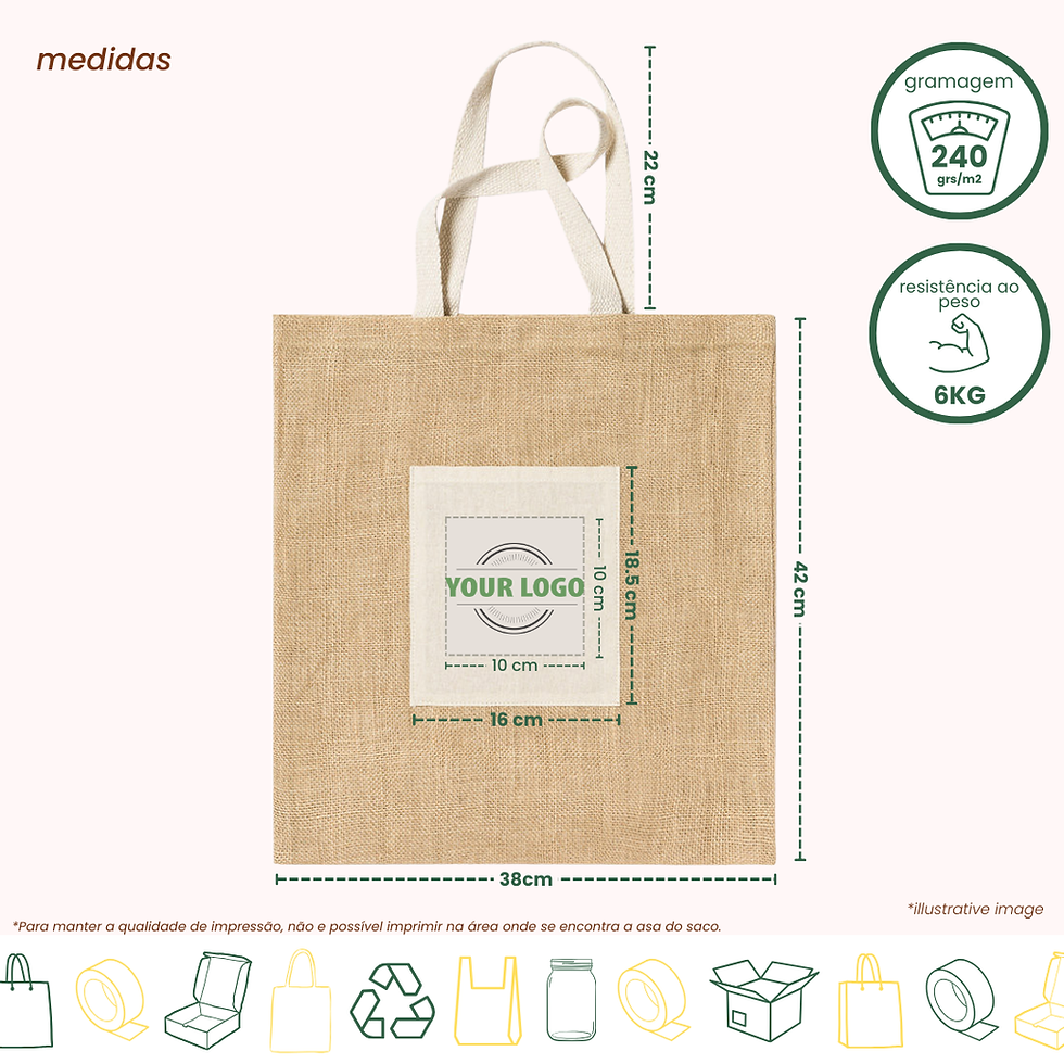 Miniatura: Tote Bag Juta C/ Bolso - 38x42 cm 240 g/m2