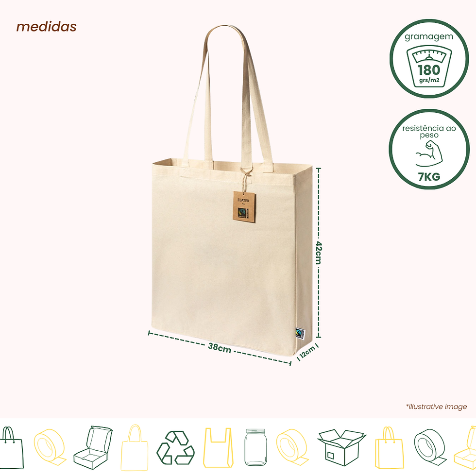 Miniatura: Tote Bag Fole - 38x42x12 cm 180g | Natural Crú