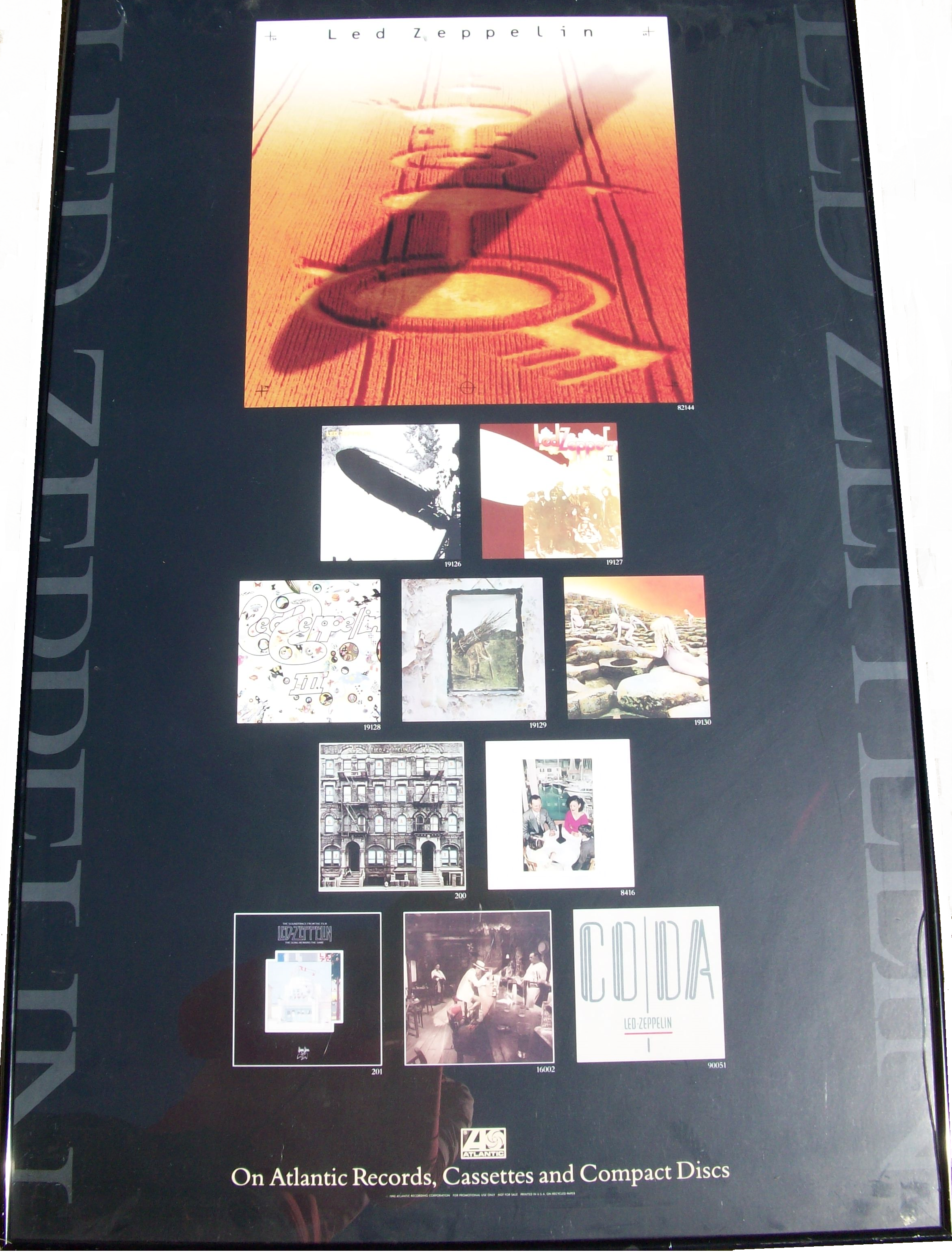 Led Zeppelin — full catalog/discography promo (Atlantic, 1990, framed)