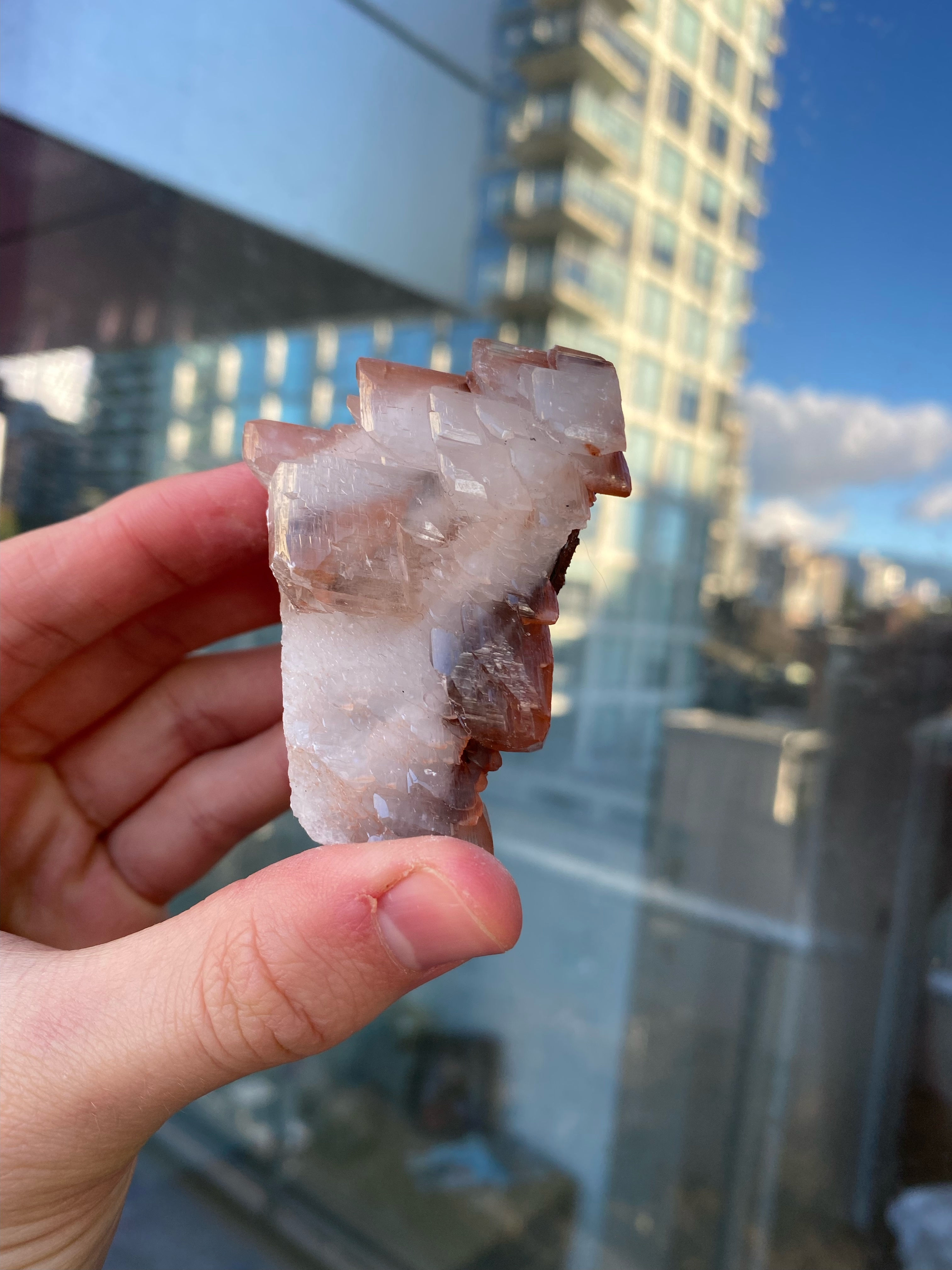 Red Calcite with Quartz Layer