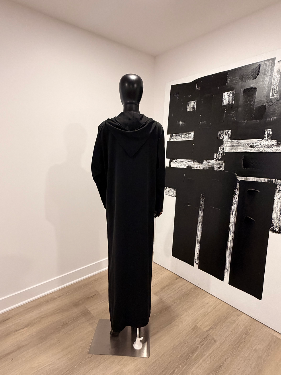 Black Berber embroidered hooded jellaba